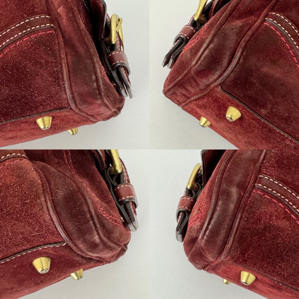 Coach Suede Vintage Mia Soho Satchel Bag with Leather Trim Red Burgundy F10061 - Picture 13 of 16